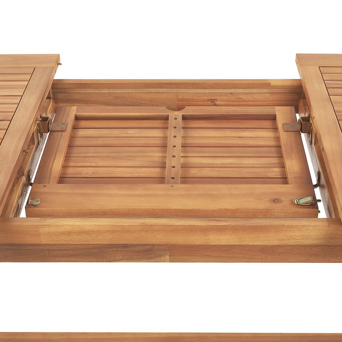 GARTENMÖBEL-SET 6-Sitzer Blau Akazienholz Java Premium - Hellbraun, Holz - Beliani