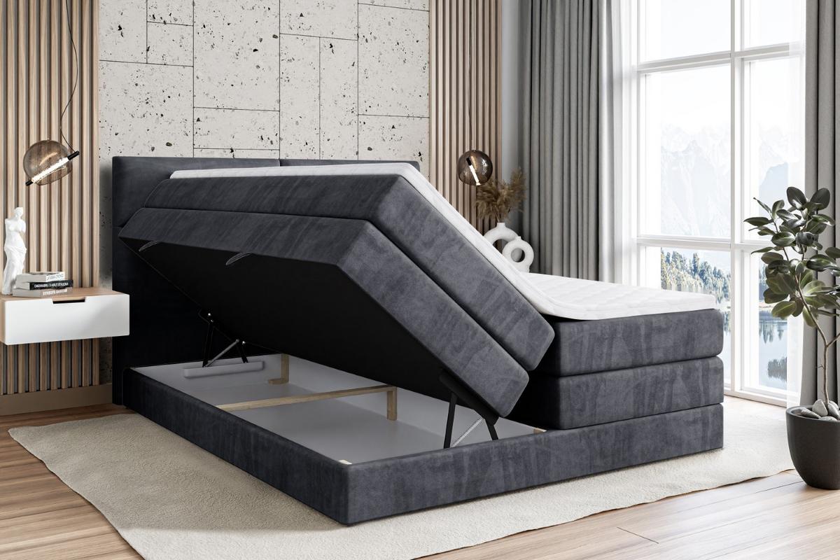 BOXSPRINGBETT BOXI3 KING - 180x200 - H3/H4 - Dunkelgrau - Dunkelgrau, Holzwerkstoff (180/200cm) - ALTDECOR