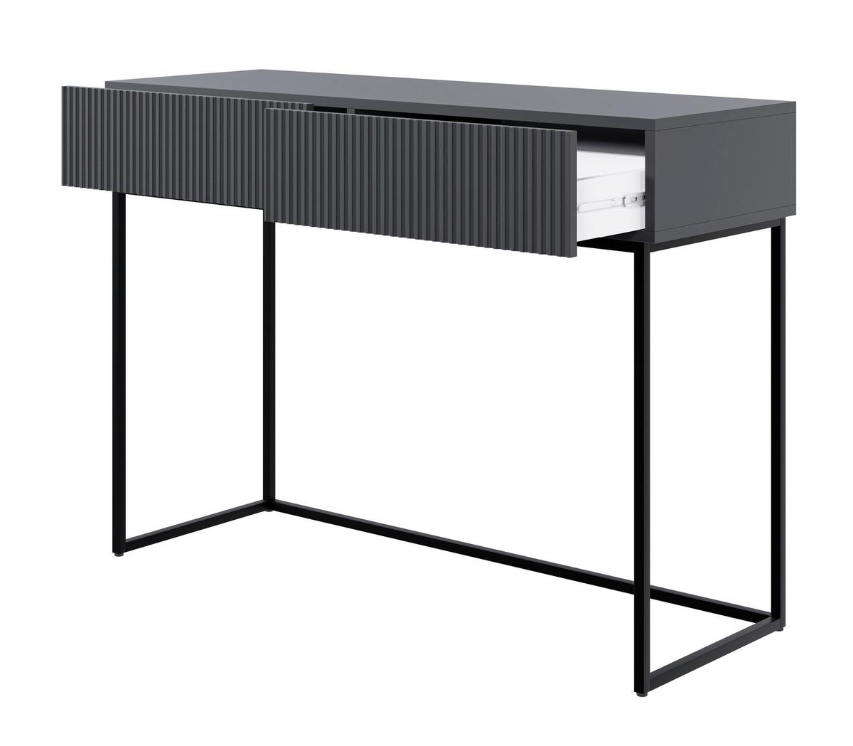 SCHMINKTISCH Veldio Schwarz mit schwarzen Beinen 110 cm - Schwarz, Holzwerkstoff/Metall (110/79/40cm) - Selsey