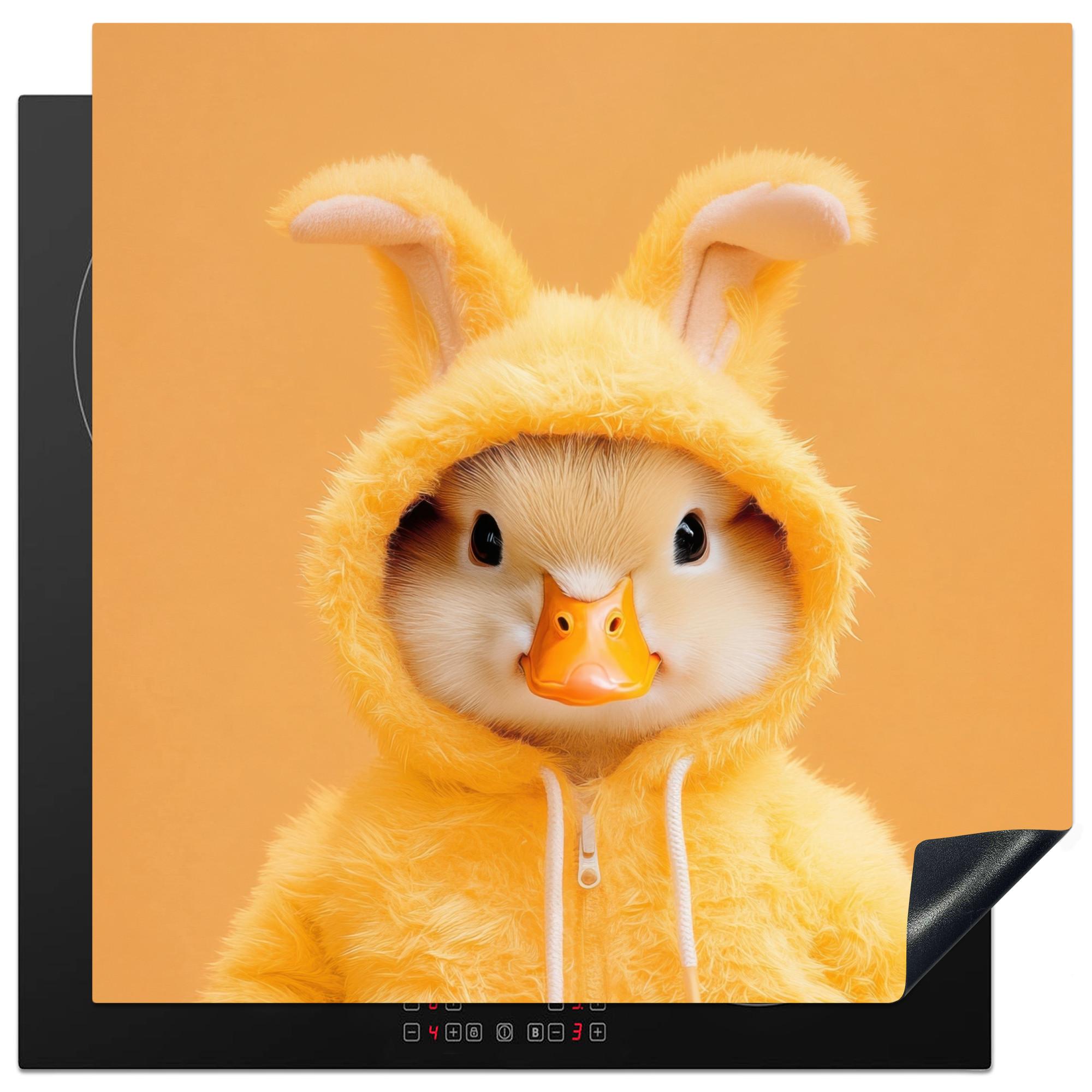HERDABDECKPLATTE Osterhase - Kostüm - Ente Induktionsmatte 78x78 cm - Gelb, Kunststoff (78/78/0.2cm) - MuchoWow