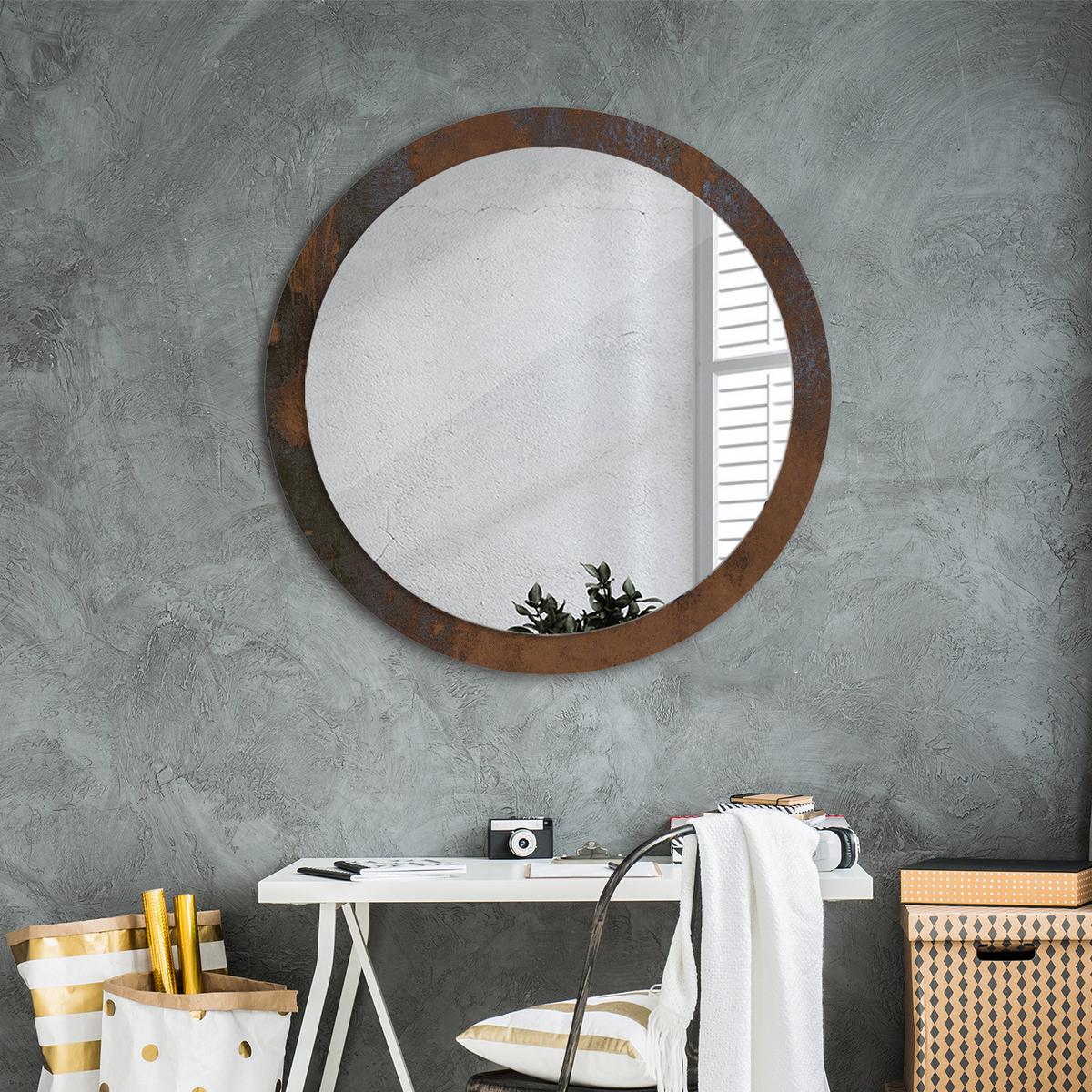 SPIEGEL Ø90 cm Rund mit Aufdruck - Braun, Glas (90/90/0.4cm) - TULUP