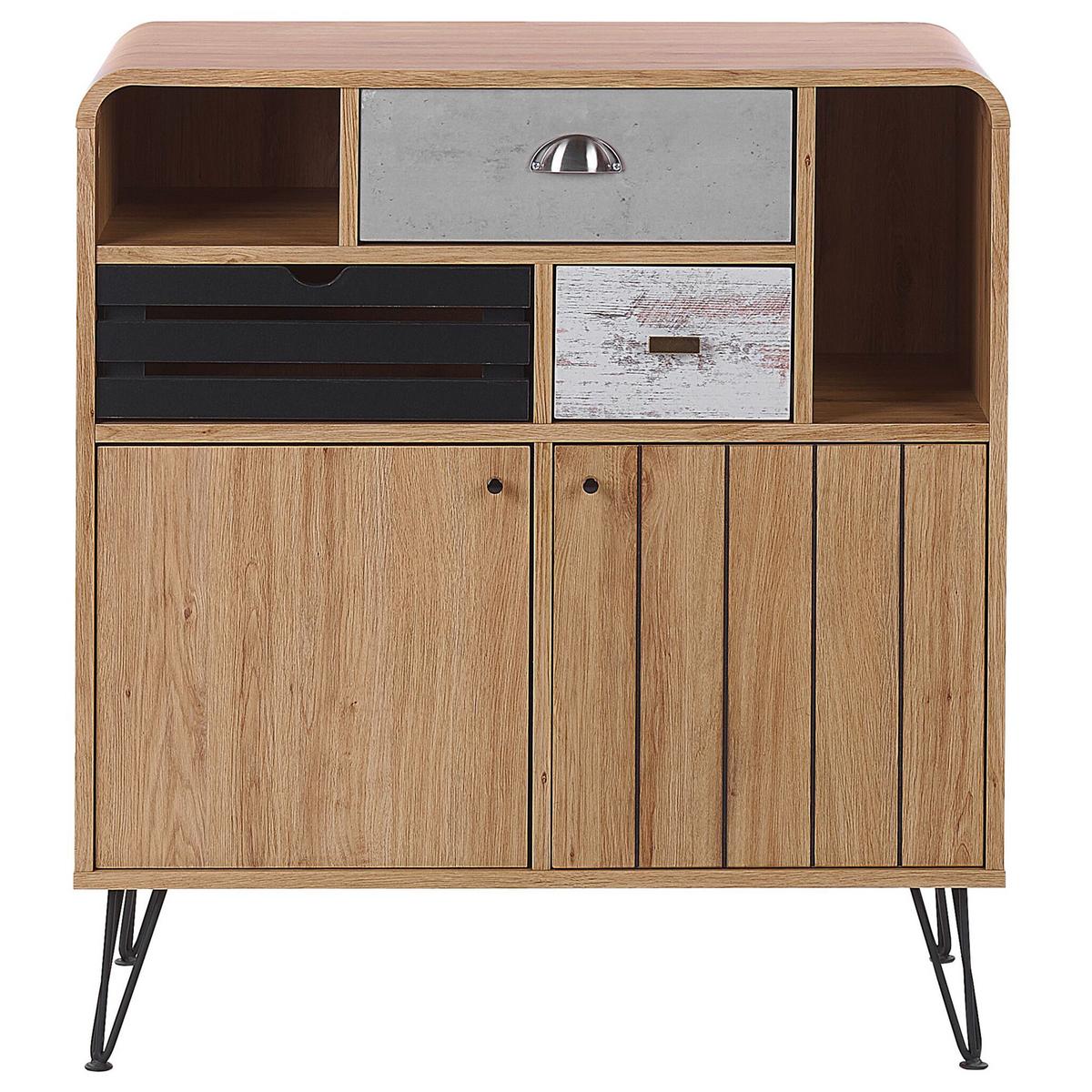 SIDEBOARD Hellbraun Kyle - Braun, Holzwerkstoff (80/87/40cm) - Beliani