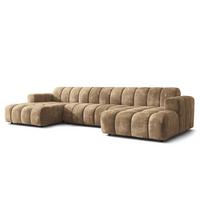 WOHNLANDSCHAFT AENIS Beige Chenille - Beige, Holz (398/85/165cm) - MASSENO