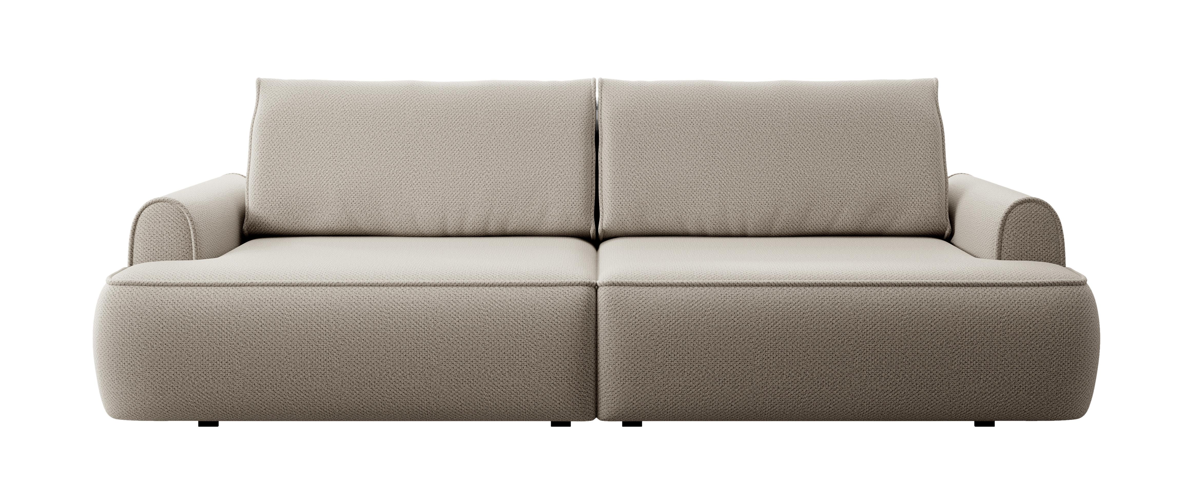 BETTSOFA MARE Beige Plüsch-Stoff mit Schlaffunktion - Beige, Textil (102/85/250cm) - MASSENO
