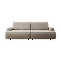 BETTSOFA MARE Beige Plüsch-Stoff mit Schlaffunktion - Beige, Textil (102/85/250cm) - MASSENO
