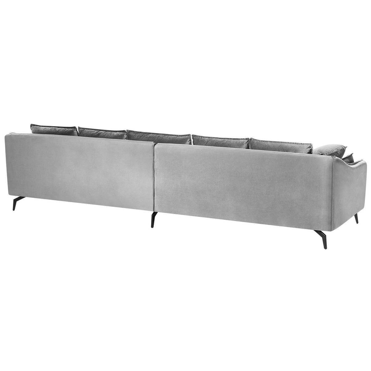 4-SITZER-SOFA Samtstoff Hellgrau Aure - Hellgrau, Textil (342/77/106cm) - Beliani