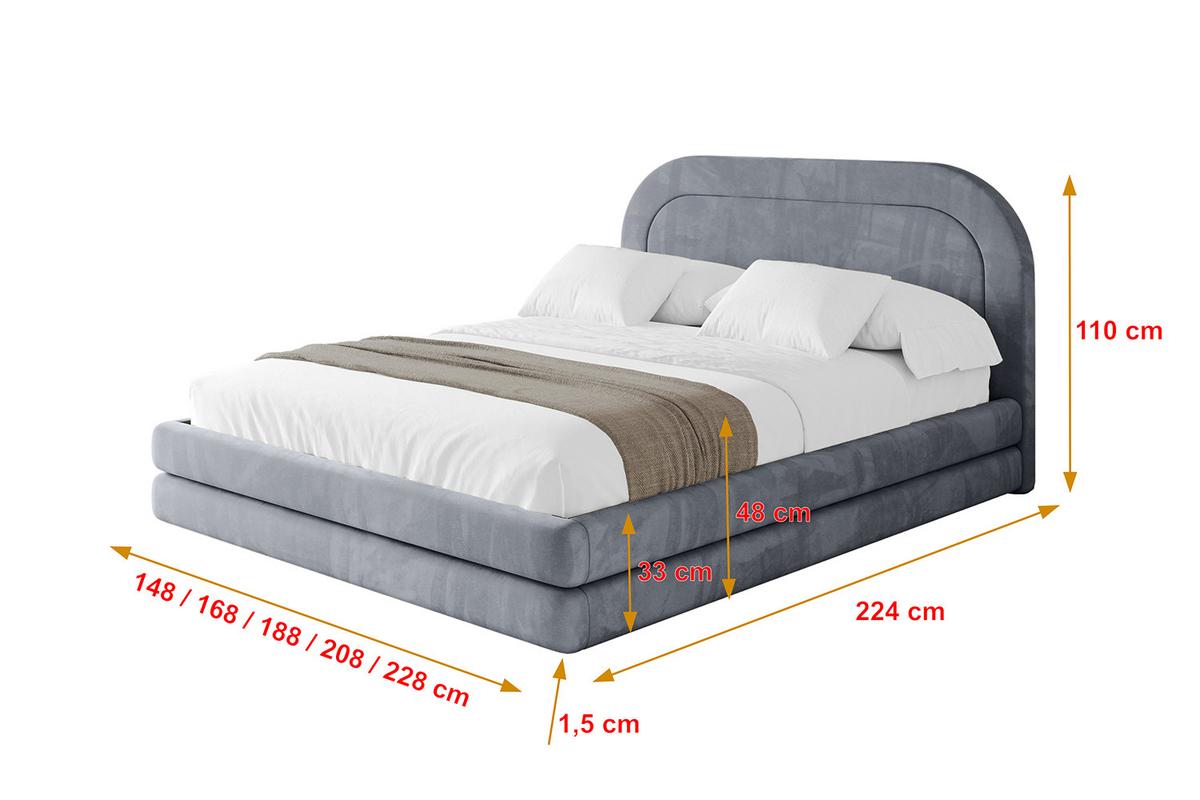 POLSTERBETT mit Bettkasten und Lattenrost, Bett mit Matratze H3/H4 - LERIS 180x200 Grau - Grau, Holzwerkstoff/Textil (180/200cm) - ALTDECOR