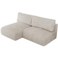 ECKSCHLAFSOFA VIVO L Creme Cord - links - Creme/Schwarz, Kunststoff/Textil (223/150cm) - MKS