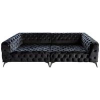 BIG SOFA NARLA Schwarz Velvet - Silberfarben/Schwarz, Textil (280/70/140cm) - KAWOLA