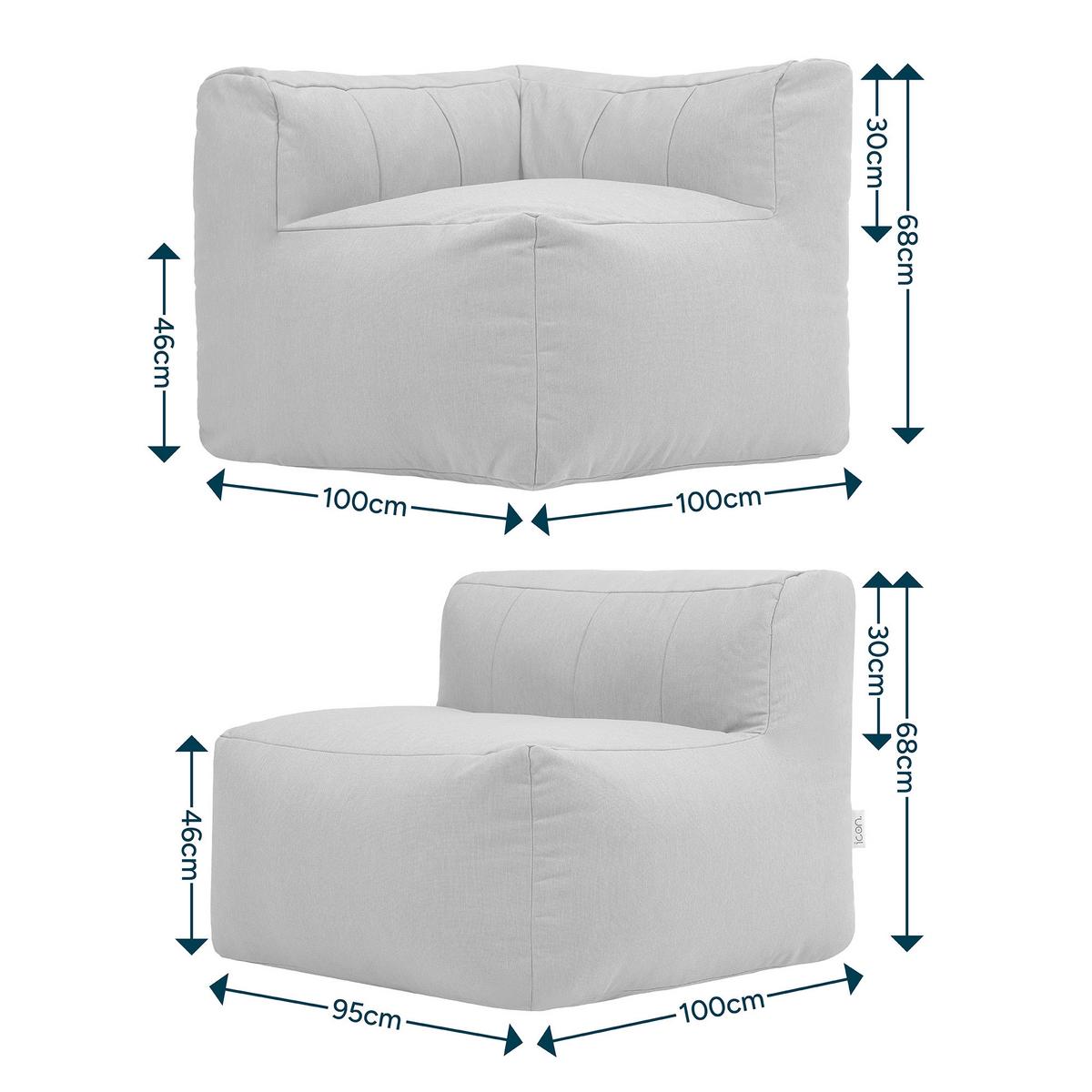 SITZSACK-SOFA Outdoor 2-tlg.: Ecksessel, Sessel - Beige, Textil (195/68/100cm) - icon