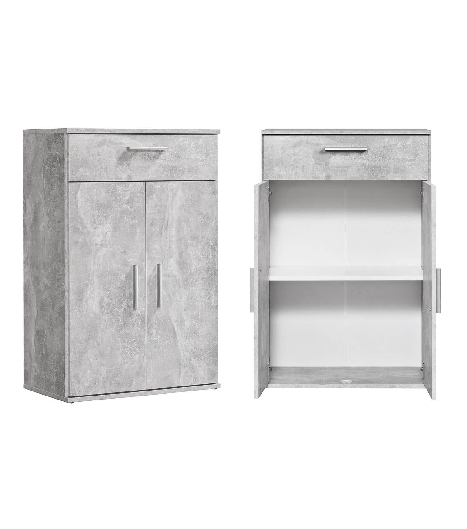 MEHRZWECKSCHRANK Der Praktische - Weiß/Grau, Holzwerkstoff (60/91/34cm) - Mokebo