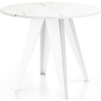 ESSTISCH Griffin runder ausziehbarer, Marmor Weiß 90-130/100/76 cm - Ecru/Weiß, Holzwerkstoff/Metall (90/130/76cm) - WFL GROUP