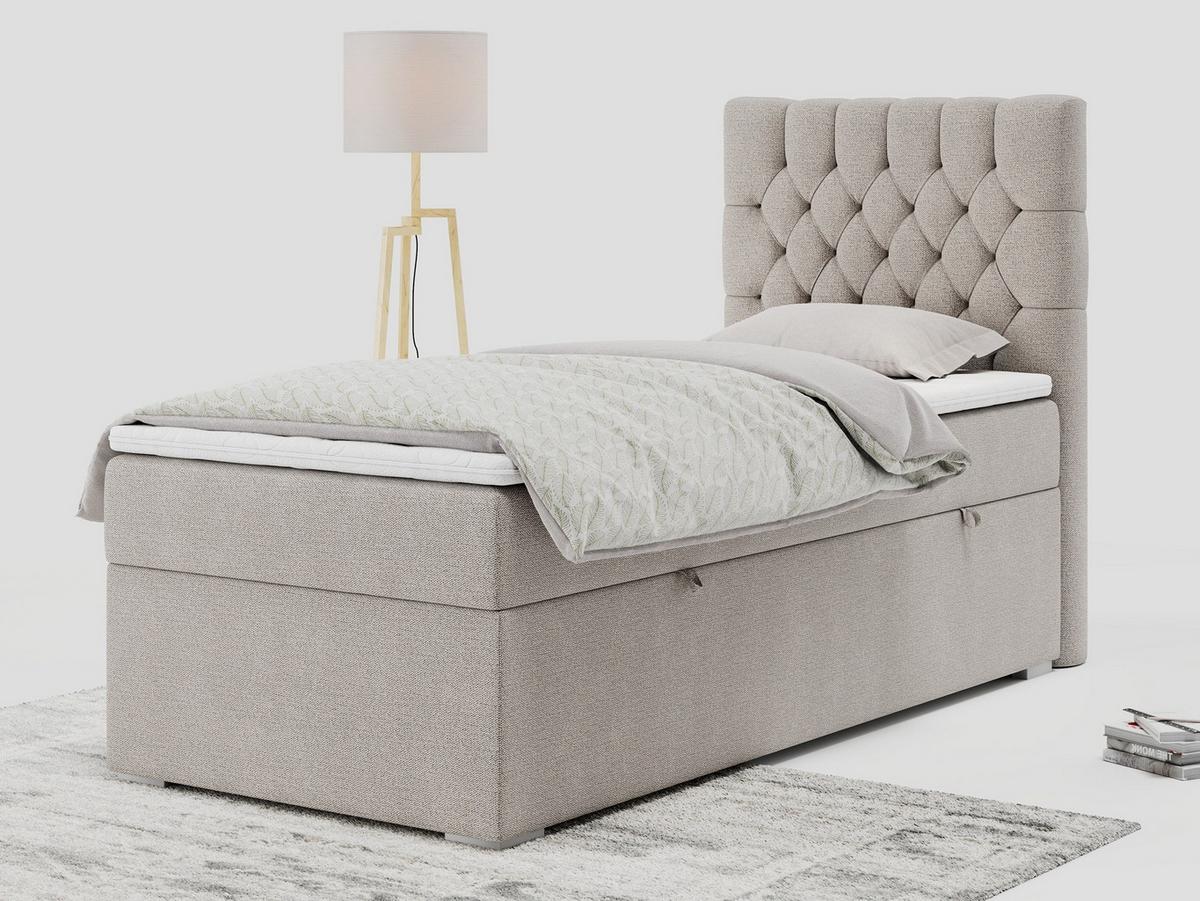 BOXBETT PERA 90/200 Beige Struktur - H3 - Rechts Seite - Beige, Holz/Textil (90/200cm) - MKS