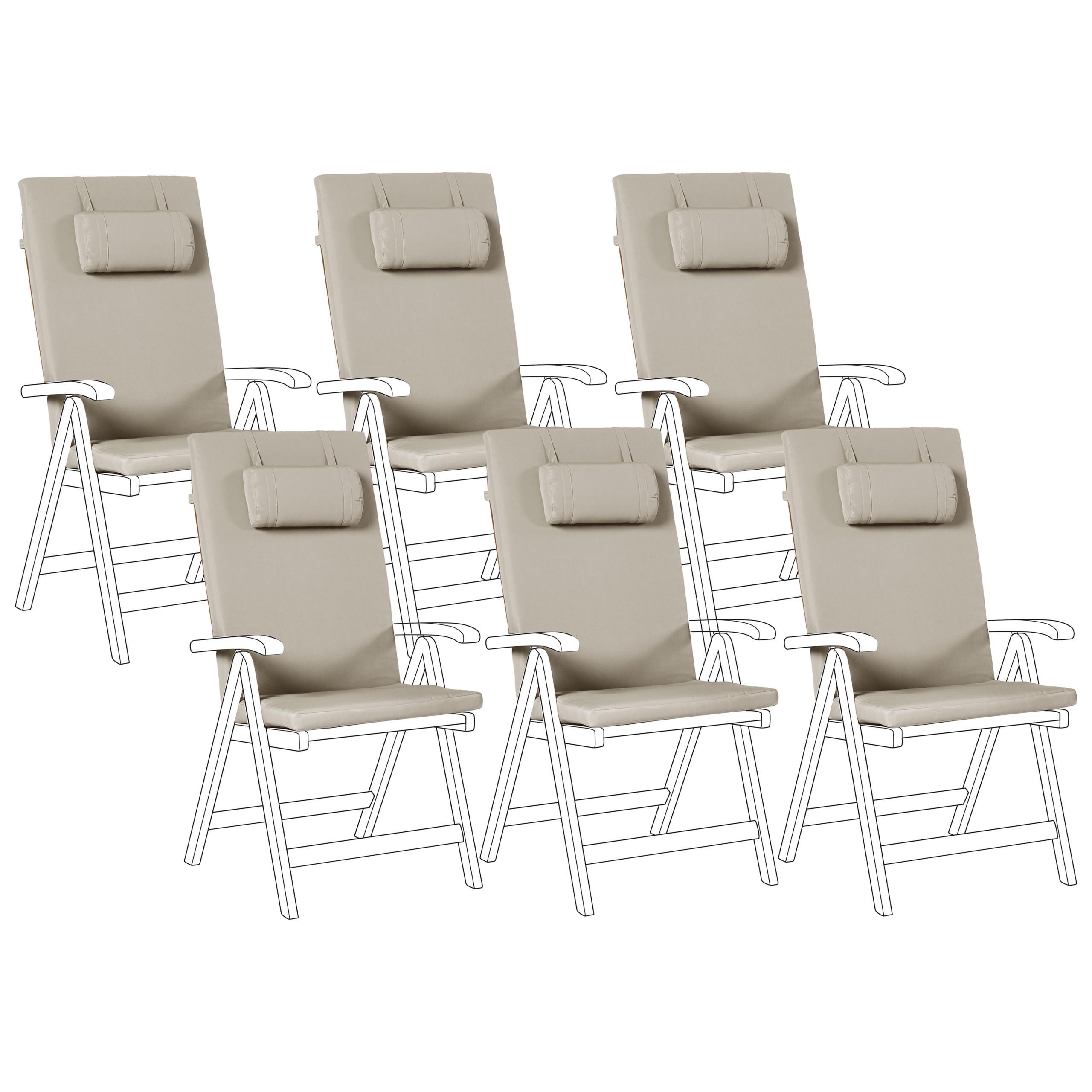OUTDOOR-SITZKISSEN 6er-Set Taupe 50/45 cm Java/Amantea Premium - Taupe, Textil (71/71/50cm) - Beliani