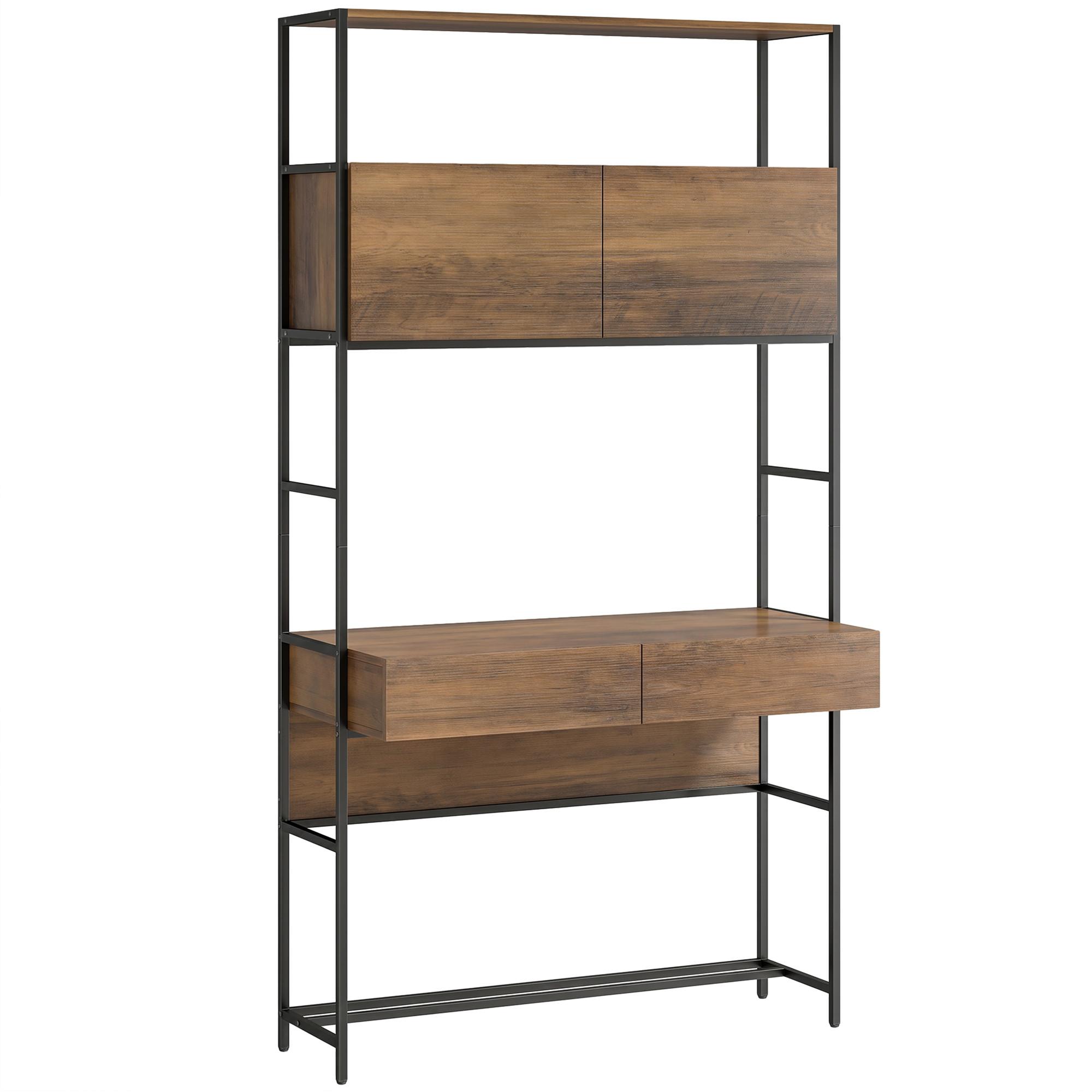 COMPUTERTISCH Spanplatte Braun - Schwarz/Braun, Holzwerkstoff/Metall (100/45/185cm) - HOMCOM