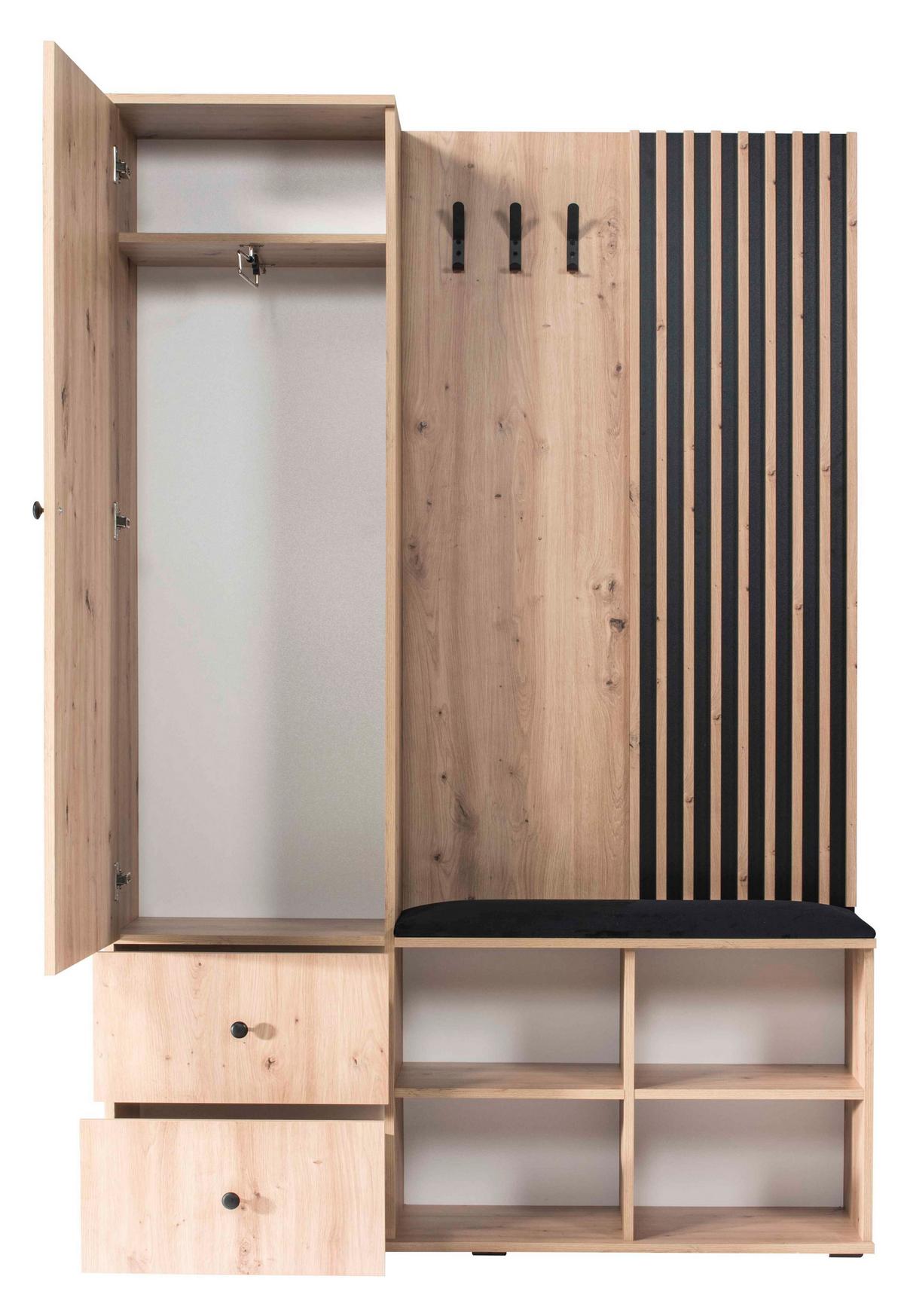 GARDEROBENSCHRANK ALMERIA 129/195/30 Modern Garderobenschrank Eiche Artisan - Eiche Artisan, Holzwerkstoff (128.5/195/30cm) - MASSENO