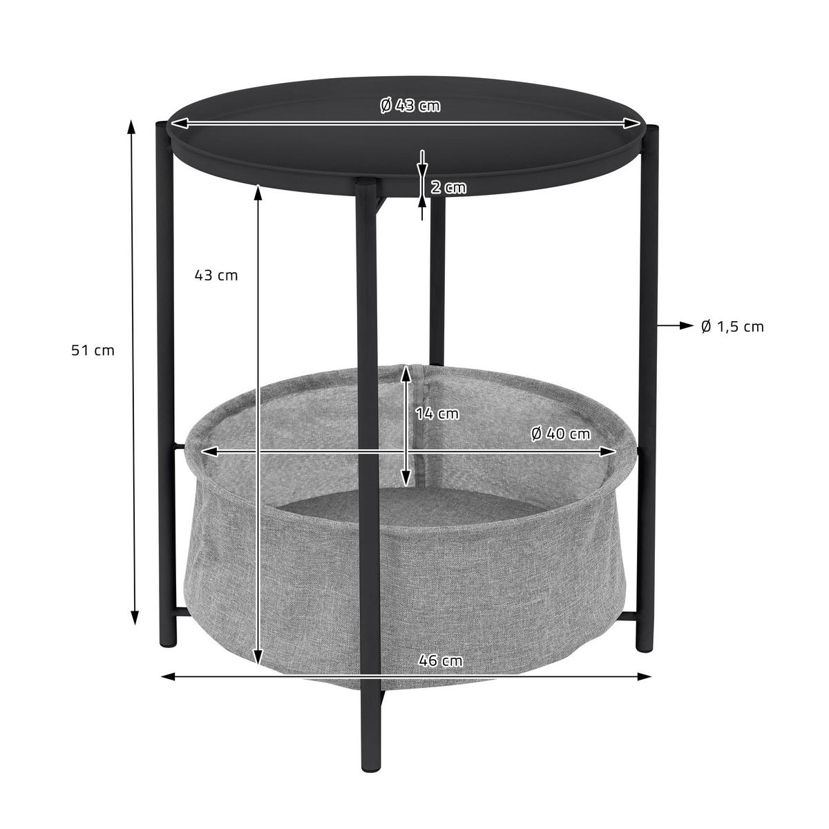 BEISTELLTISCH rund Ø46 x 51 cm Anthrazit aus Metall - Anthrazit, Metall (46/46/51cm) - ML-DESIGN