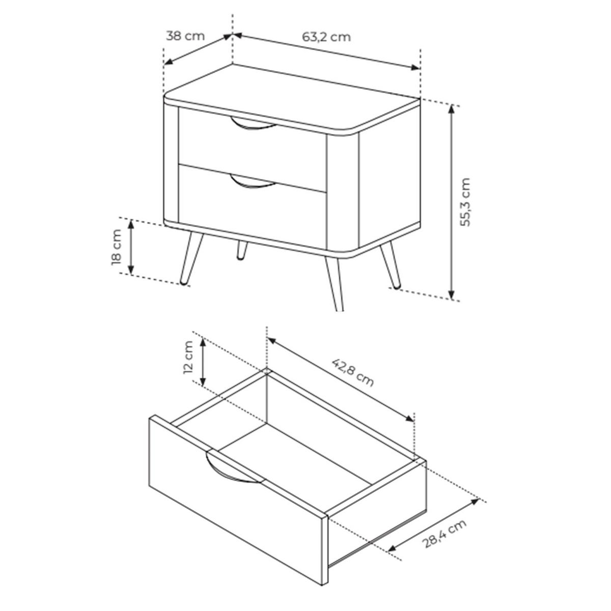 NACHTTISCH Veris Dunin-Eiche 63 cm - Dunkelbraun/Schwarz, Holzwerkstoff/Metall (63.2/55.3/38cm) - Selsey