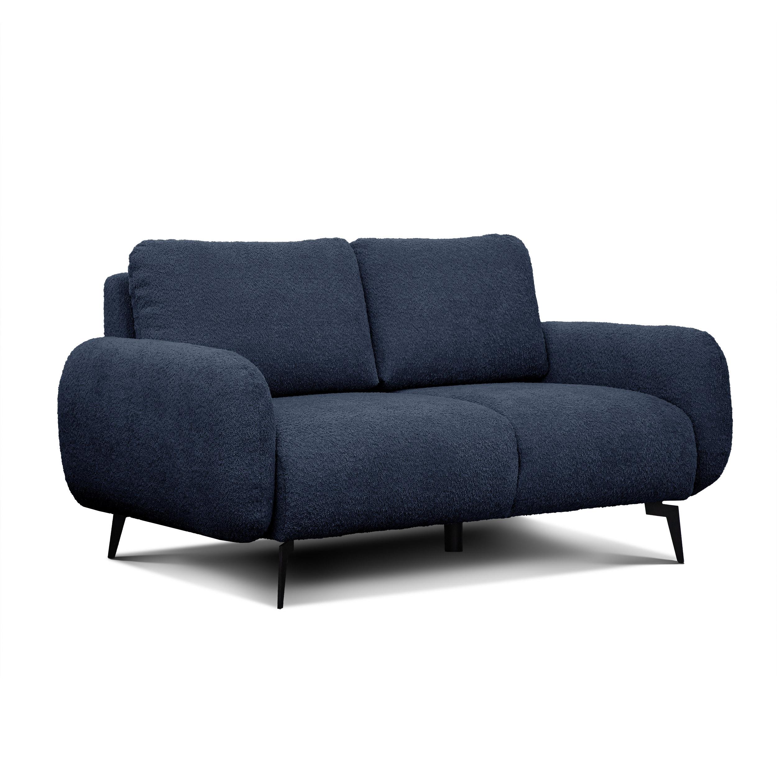 SOFA FEBE 2-Sitzer, marineblau - Blau/Schwarz, Holz/Textil (160/82/96cm) - Wozimo