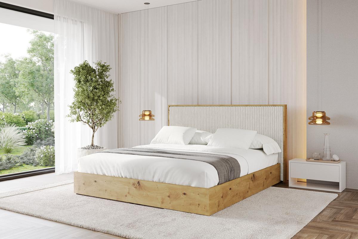 POLSTERBETT mit Bettkasten und Lattenrost, Boxbett mit Kopftei und Stauraum mit Matratze H3/H4 - ENZO10 120x200 Creme - Creme, Holzwerkstoff/Textil (120/200cm) - ALTDECOR