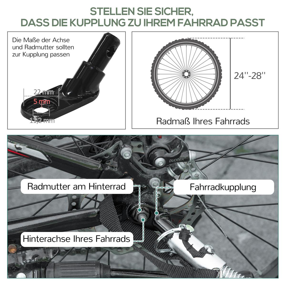 FAHRRADANHÄNGER, Oxford, Schwarz/Grau, 130 x 64 x 64/103 cm - Schwarz, Metall (64/103/130cm) - HOMCOM