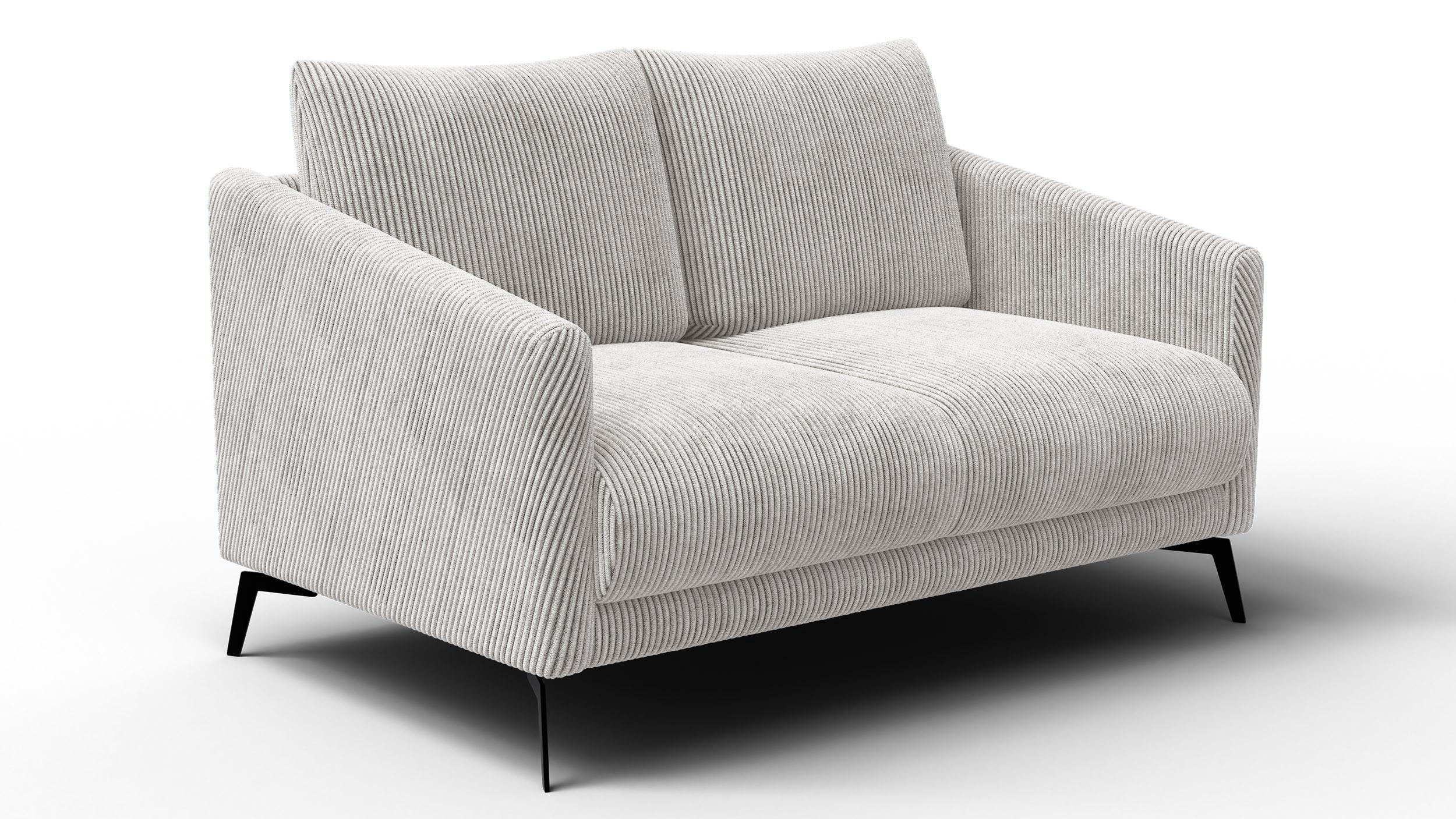SOFA VILT 2-Sitzer, perlweiß - Schwarz/Weiß, Holzwerkstoff/Textil (142/89/94cm) - Wozimo