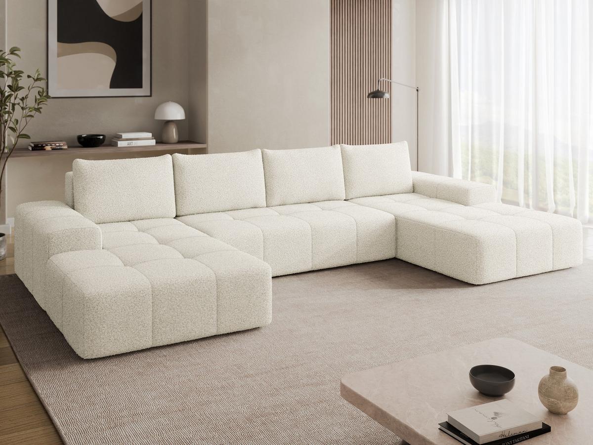 WOHNLANDSCHAFT Tonseo U - Sandfarben/Schwarz, Holz/Kunststoff (344/78/173cm) - MIRJAN24