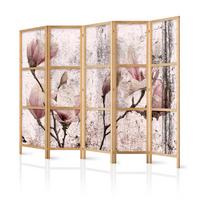PARAVENT Japanischer 5-tlg 225x172 cm Magnolien Vintage - Beige, Holz/Textil (225/172/3cm) - Muralo