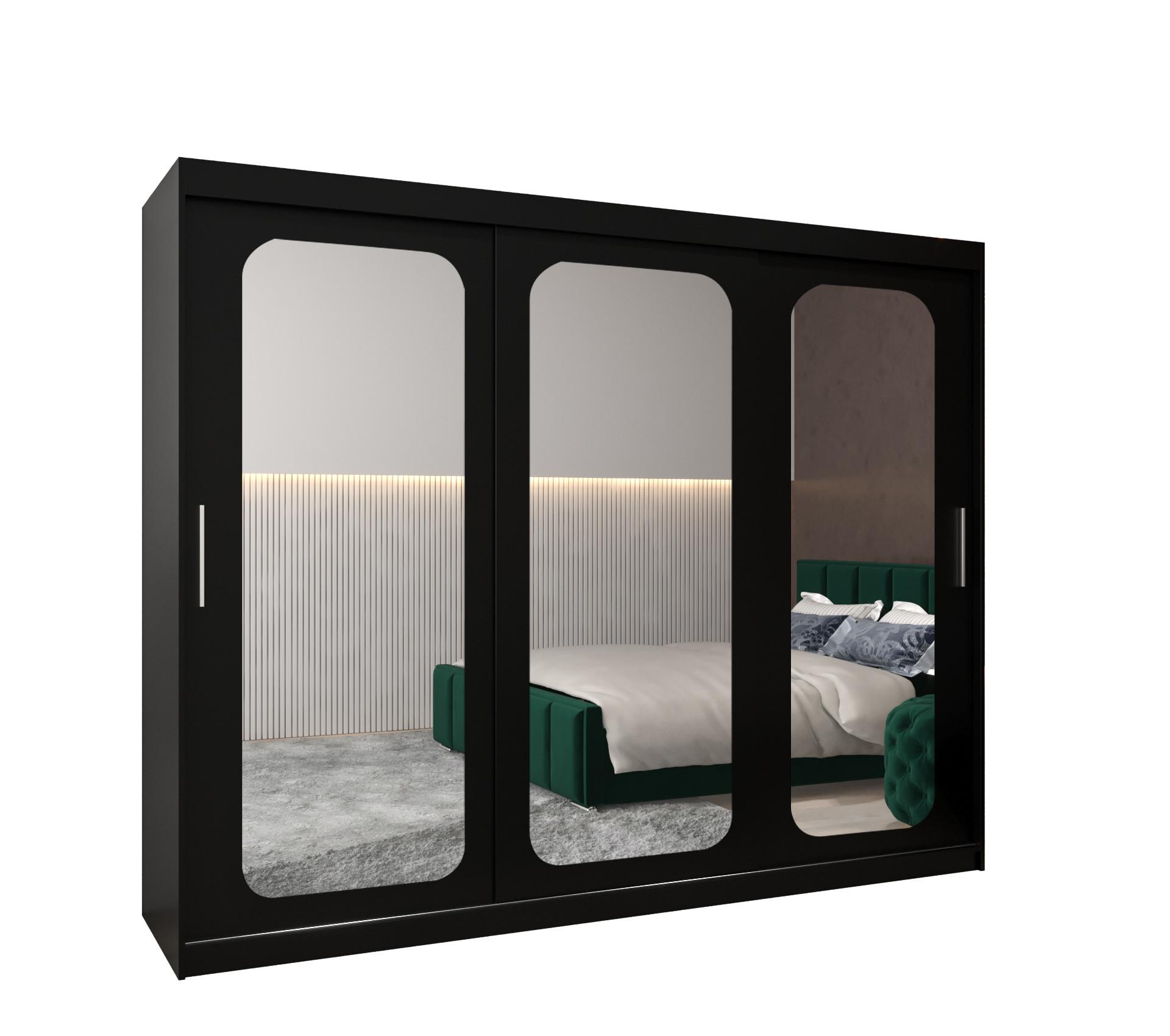 SCHWEBETÜRENSCHRANK 200/250/62 3-türig - Silberfarben/Schwarz, Holz/Kunststoff (250/200/62cm) - MÖBEL KRYSPOL