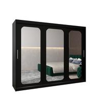 SCHWEBETÜRENSCHRANK 200/250/62 3-türig - Silberfarben/Schwarz, Holz/Kunststoff (250/200/62cm) - MÖBEL KRYSPOL