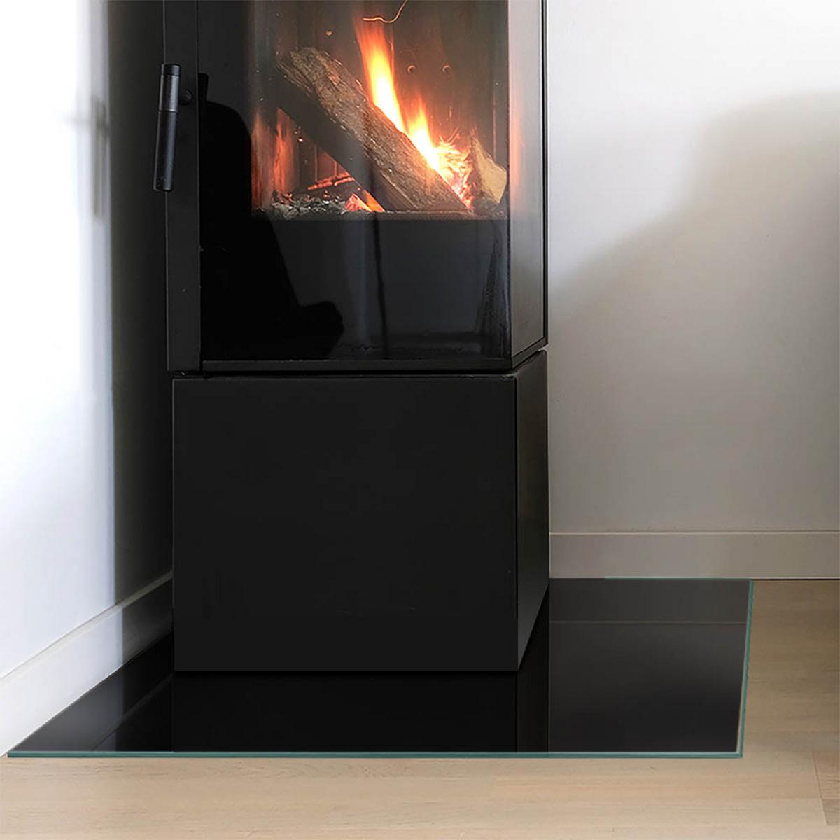 GLASPLATTE für Kamin 60x60 cm - Schwarz, Glas (60/60/0.4cm) - TULUP