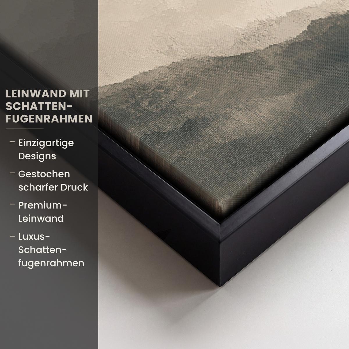 LEINWAND Bilder mit Rahmen - Landschaft - Japandi - Vogel - 40x60 - Beige, Textil (40/60cm) - MuchoWow
