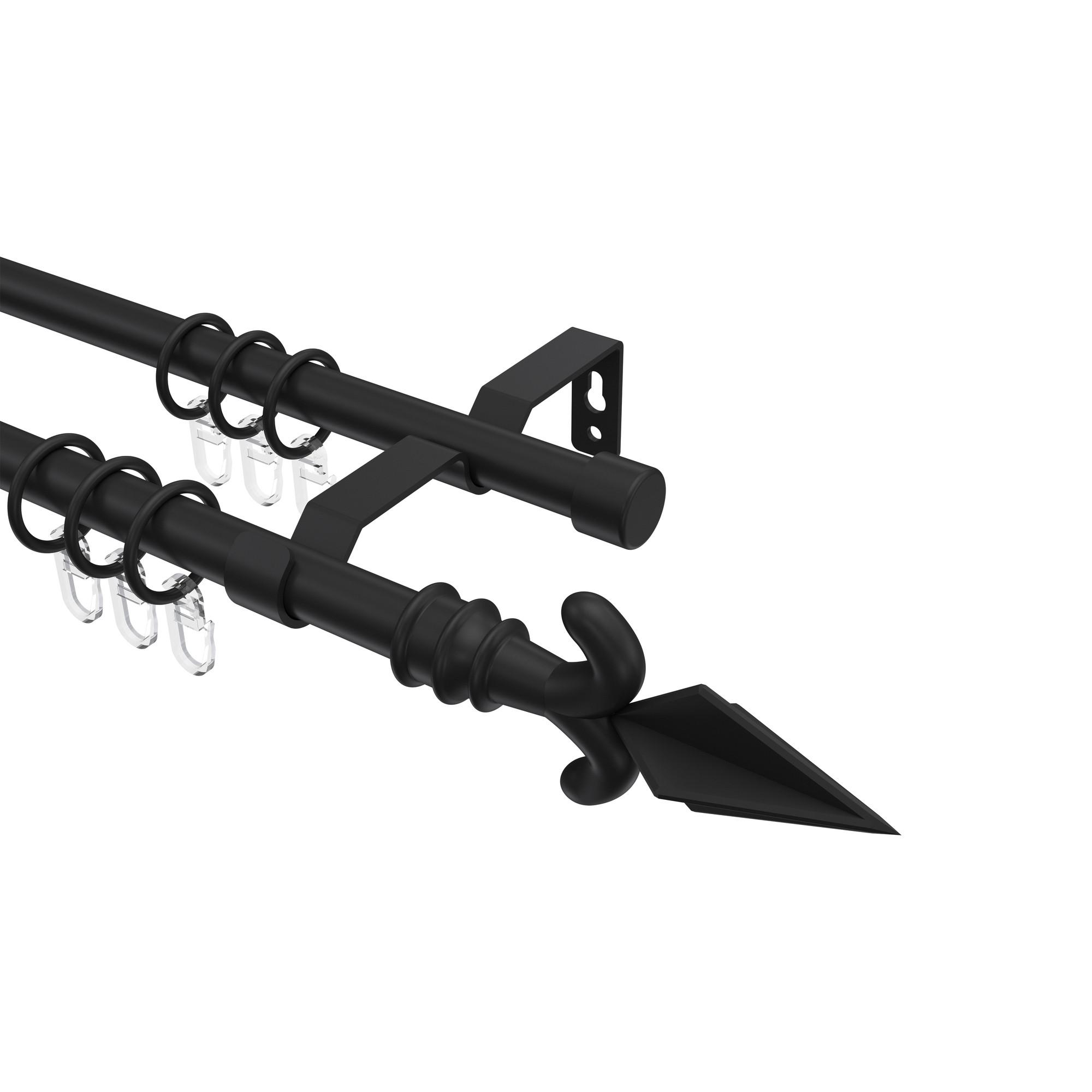 GARDINENSTANGE Olymp Matteo 260 cm (geteilt in 2 x 130 cm), 2-läufig, 16 mm Ø Schwarz - Schwarz, Metall (260cm) - INTERDECO