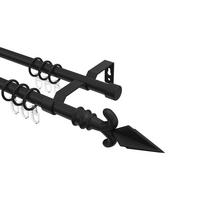 GARDINENSTANGE Olymp Matteo 120 cm, 2-läufig, 16 mm Ø Schwarz - Schwarz, Metall (120cm) - INTERDECO
