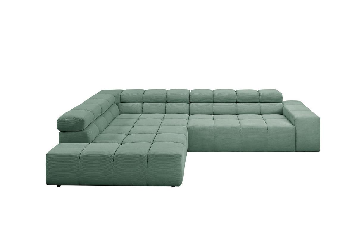 ECKSOFA NEVADA Grün Cord - Schwarz/Grün, Kunststoff/Textil (319/215cm) - KAWOLA