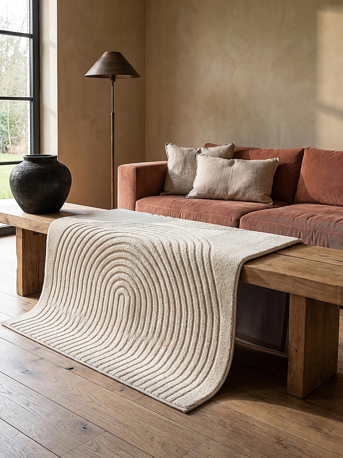 KURZFLORTEPPICH Geometrisch MUOTA Polypropylen Creme 120 x 160 cm - Beige, Textil (120/160cm) - KADIMA DESIGN