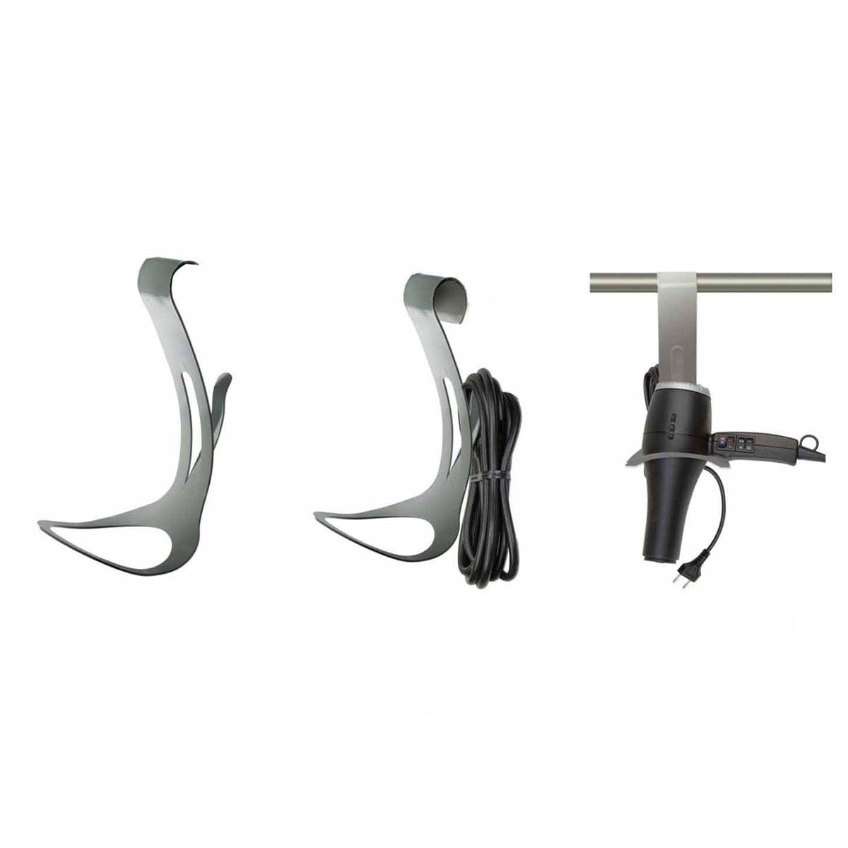 HAARTROCKNERHALTER zum Aufhängen - 15/10/21 cm - Silberfarben, Metall (10/21/15cm) - Calicosy