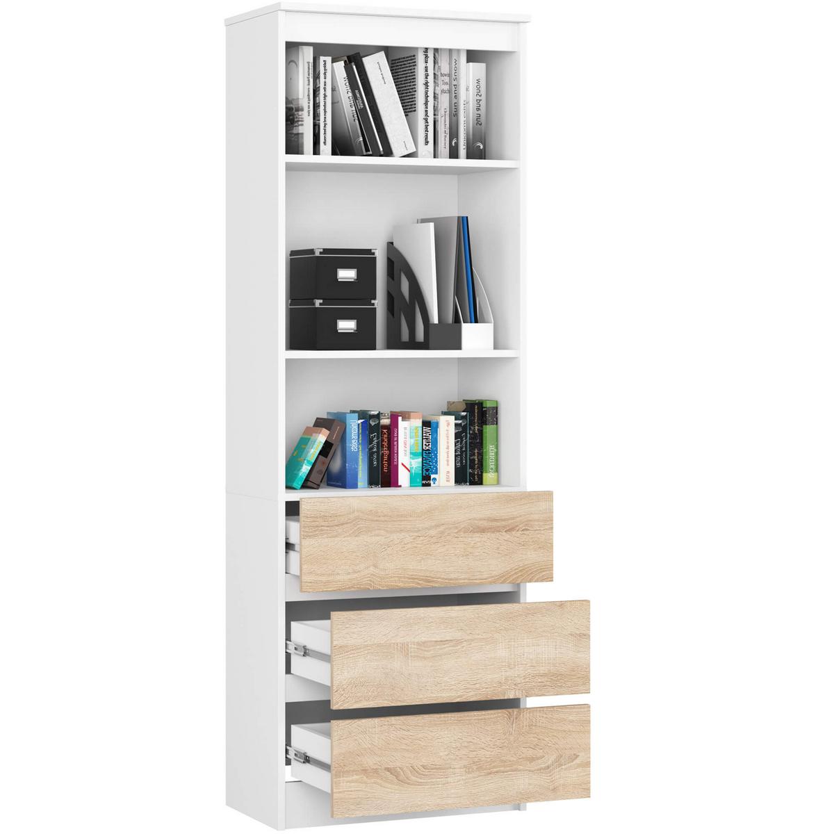 STANDREGAL Weiß, Eiche Sonoma 180/60/35 - Weiß, Holzwerkstoff (60/180/35cm) - RAUMHIRSCH FURNITURE