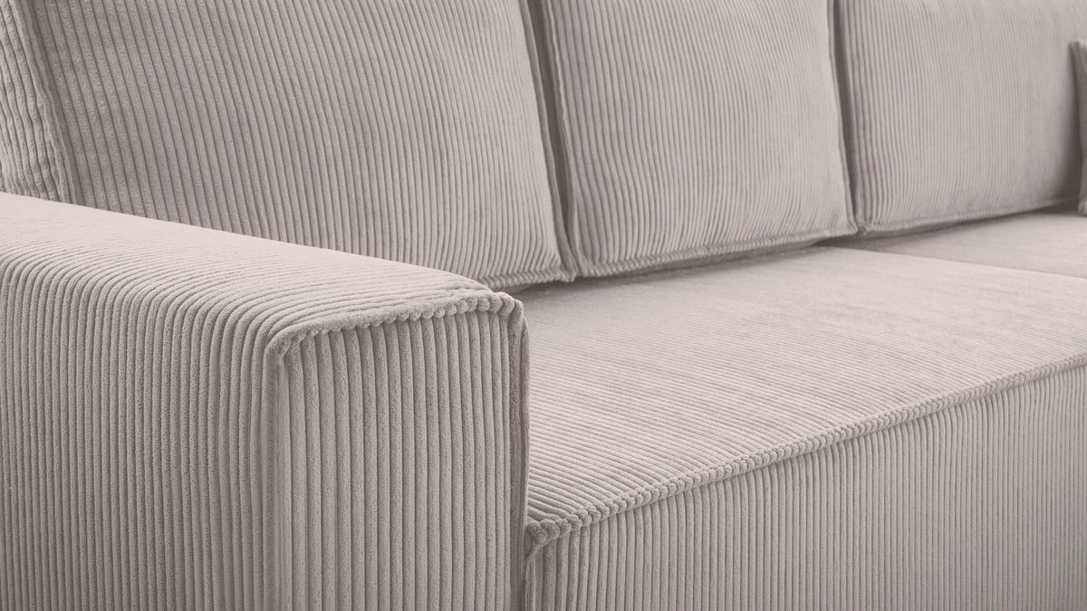 ECKSOFA L Form Cedria Zartweiß 287/145/85 cm mit Schlaffunktion - Creme/Schwarz, Kunststoff/Textil (287/145cm) - AX Living