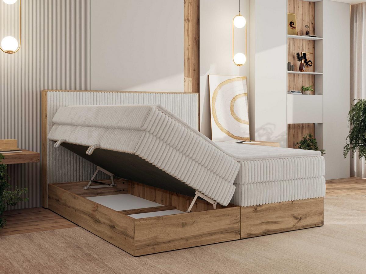 BOXBETT WOOD CLASSIC KING 160/200 - Beige Cord - H3 - Beige, Textil (160/200cm) - MKS