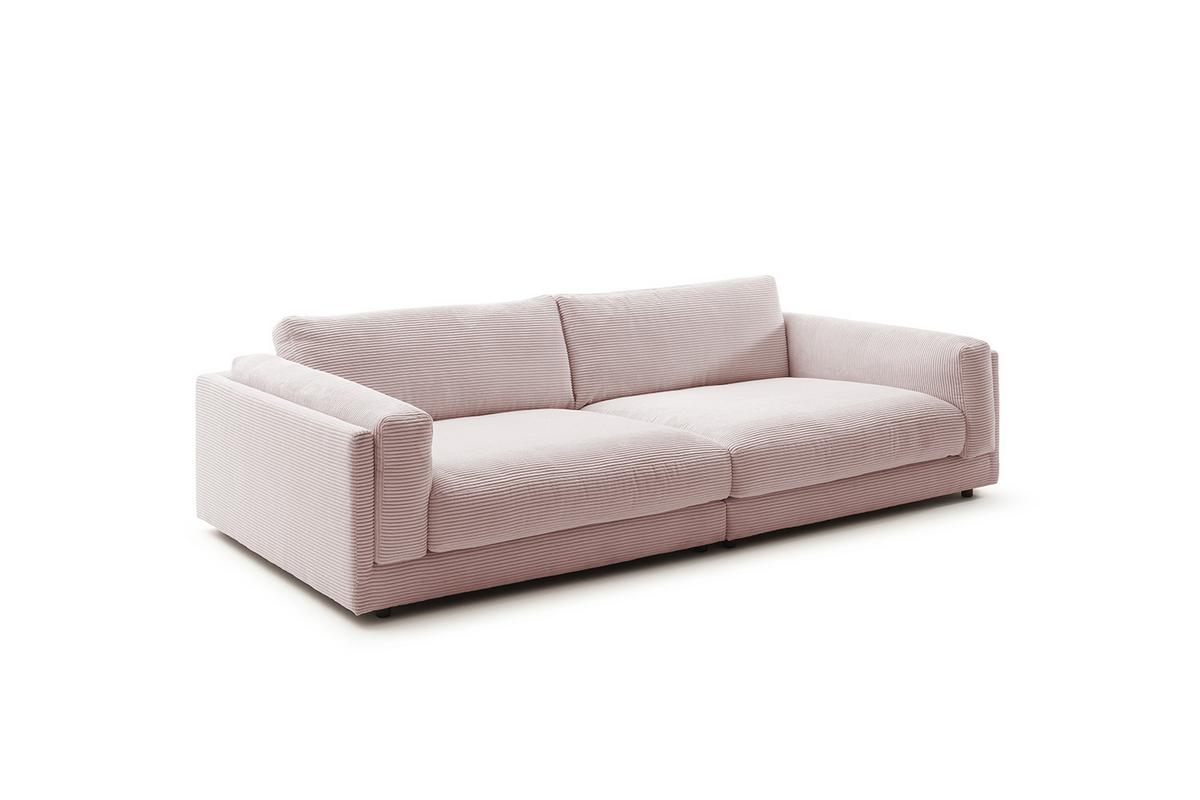 BIG SOFA RAINA Pink Cord - Schwarz/Rosa, Kunststoff/Textil (294/85/150cm) - KAWOLA