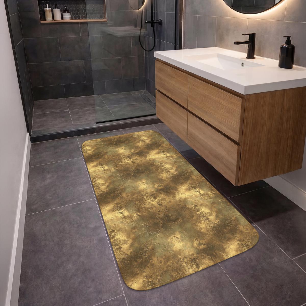 BADEMATTE Antik - Metallic-Look - Gold 60x120 cm - Goldfarben, Textil (60/120cm) - OnlyWow