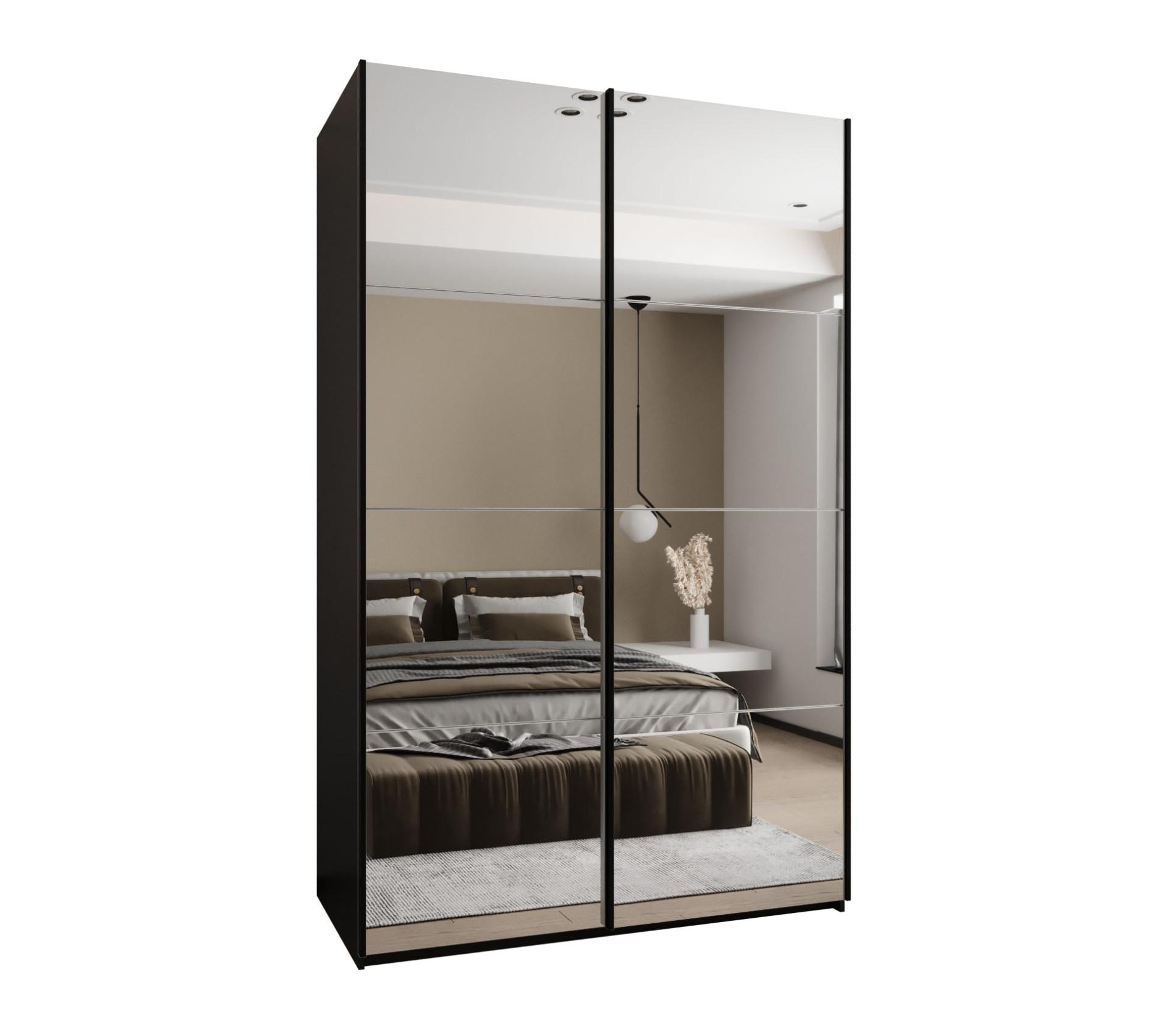 SCHWEBETÜRENSCHRANK 245,5/150/64 2-türig - Schwarz/Weiß, Holz/Metall (150/245/64cm) - Abiks Möbel