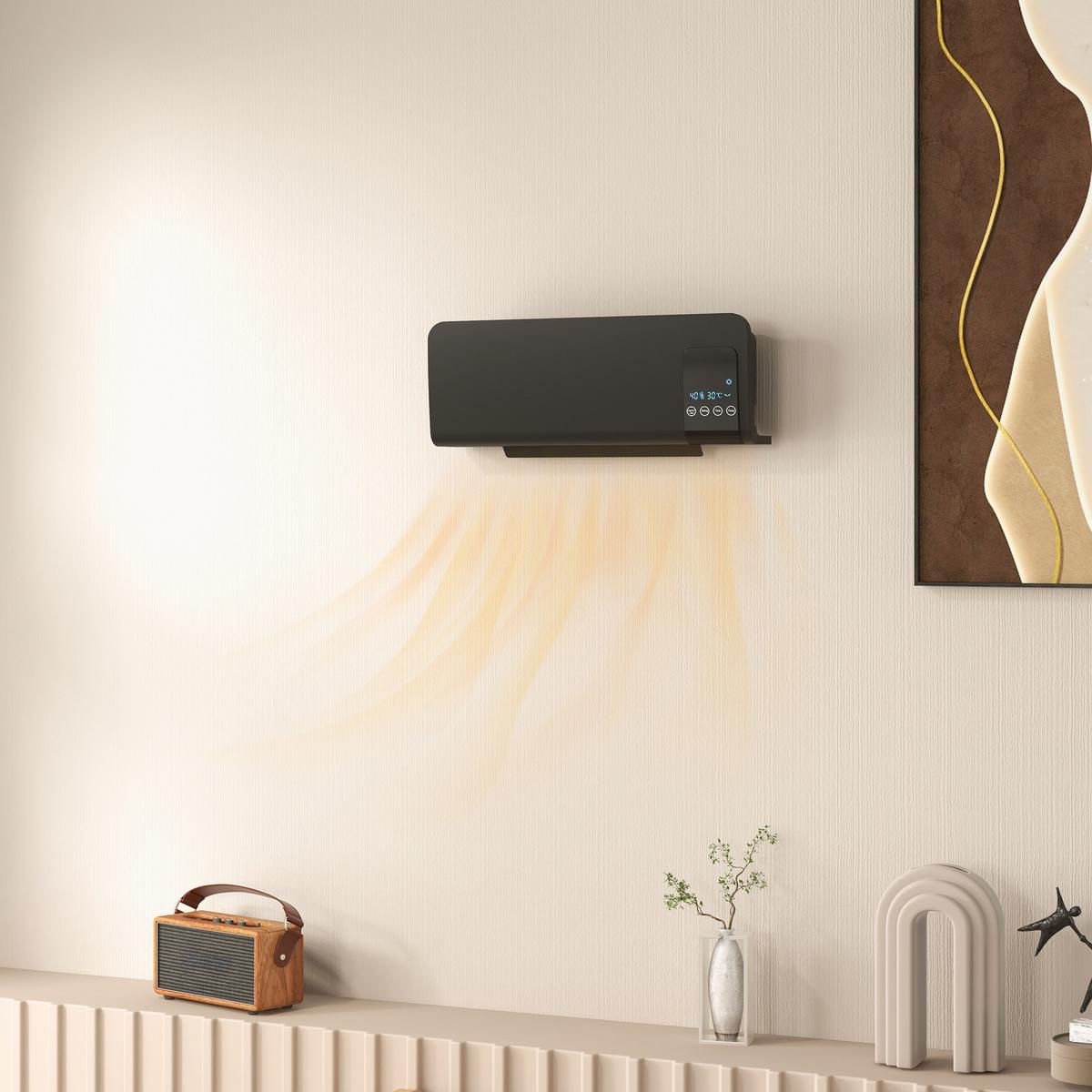 WANDHEIZGERÄT ABS Schwarz - Schwarz, Kunststoff (12/21.5/54.5cm) - HOMCOM