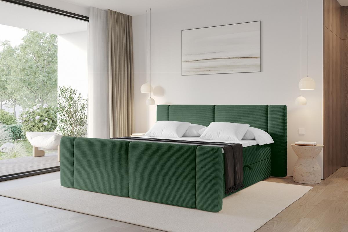 BOXBETT mit Matratze H4 - EVON Zanozek - 180x200 cm Grün - Grün, Holzwerkstoff (180/200cm) - ALTDECOR