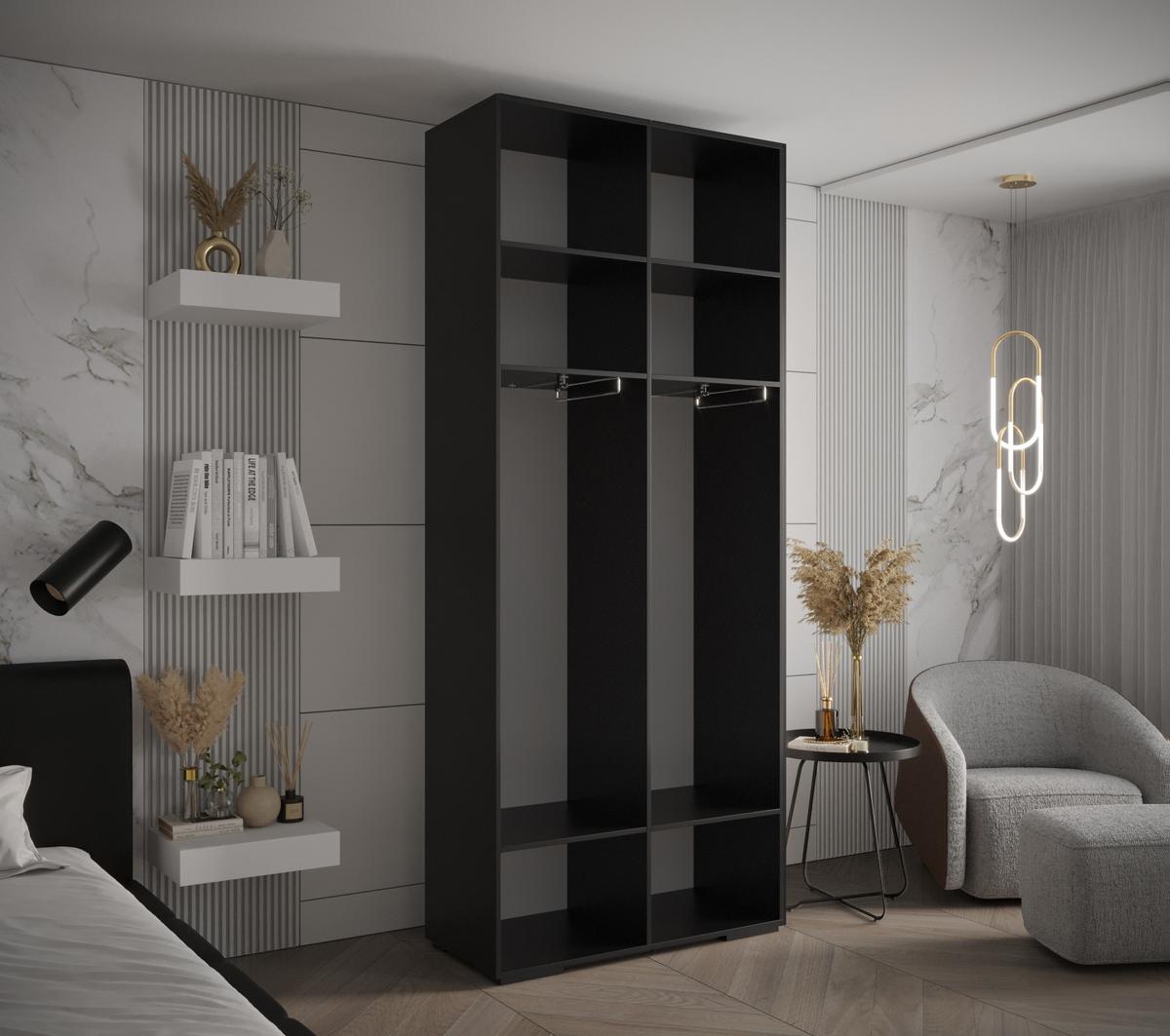 DREHTÜRENSCHRANK 236.7/100/47 2-türig - Goldfarben/Schwarz, Holz/Metall (100/236.7/47cm) - MÖBEL KRYSPOL
