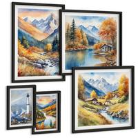 BILDER SET 5er Set - 50x50 cm & 20x30 cm & 40x60 cm Schwarzer Rahmen - Polnische Städte Ustka Tarnów Sopot - Schwarz, Kunststoff (40/60cm) - TULUP