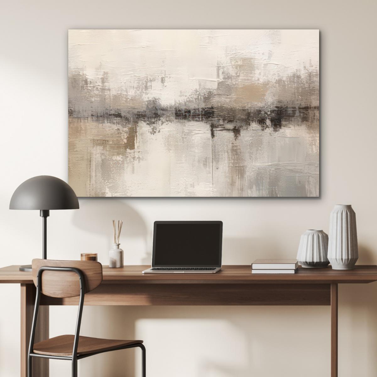 METALLBILD Moderne Kunst - Abstrakt - Beige Deko Groß 120x80 cm - Beige, Metall (120/80cm) - MuchoWow