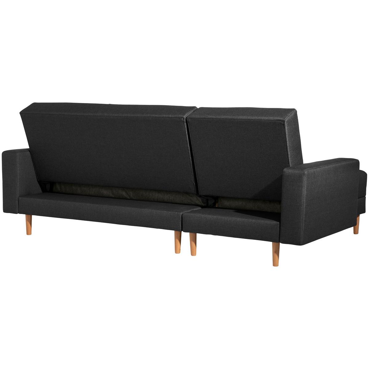 FUNKTIONSSOFA mit Hocker Kattie Flachgewebe schwarz - Schwarz, Kunststoff (144/230cm) - 58aufmkessel