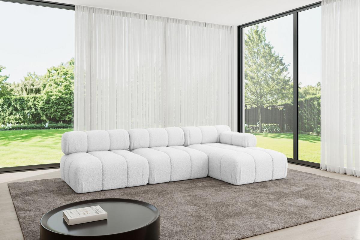 ECKSOFA modulares Sofa Razon-L2 - 285x160x70 cm Weiß Bouclé - Weiß, Holzwerkstoff/Textil (285/160cm) - ALTDECOR